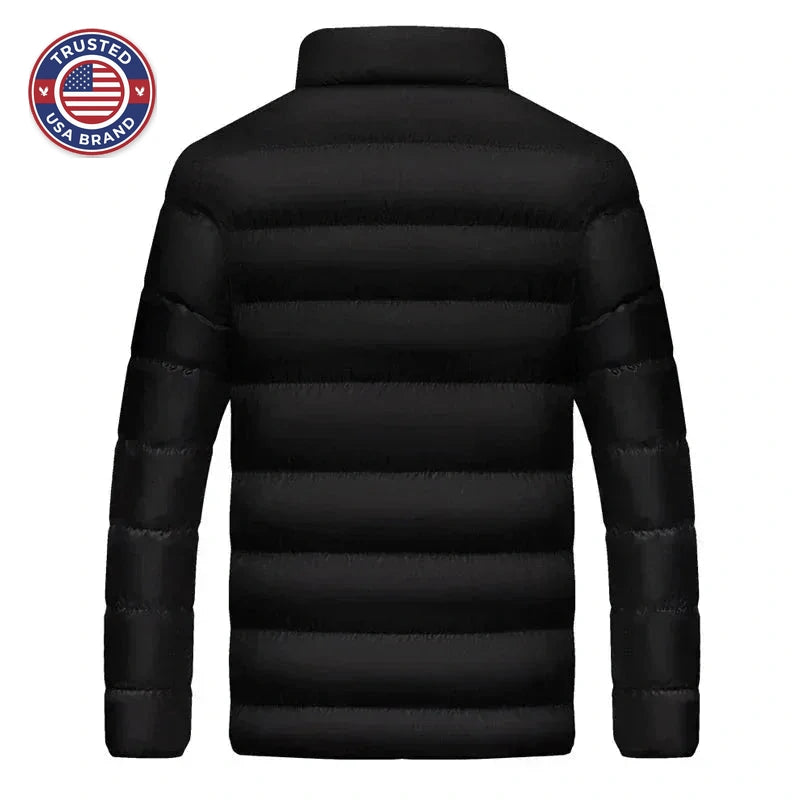 Women's quilted zip-up stand collar winter puffer jacket with contrast lining