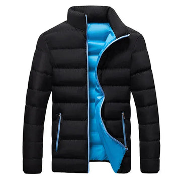 Women's quilted zip-up stand collar winter puffer jacket with contrast lining