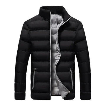 Women's quilted zip-up stand collar winter puffer jacket with contrast lining