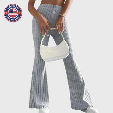 Women's ribbed winter pants with flared leg