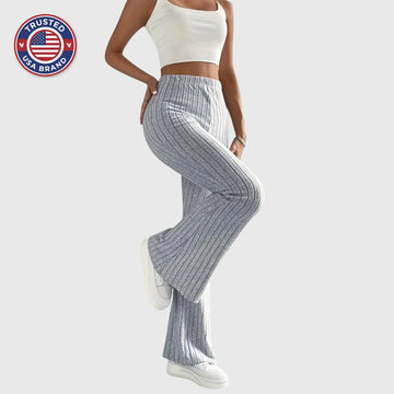 Women's ribbed winter pants with flared leg