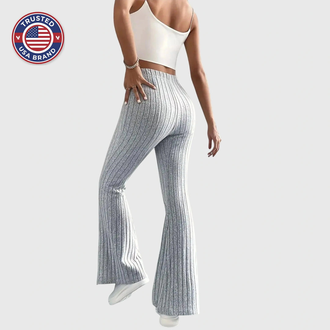 Women's ribbed winter pants with flared leg