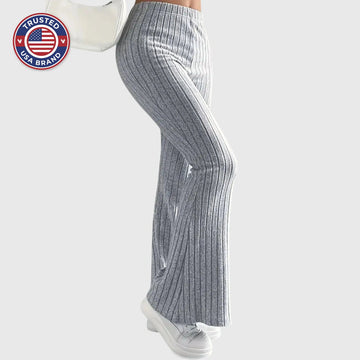 Women's ribbed winter pants with flared leg