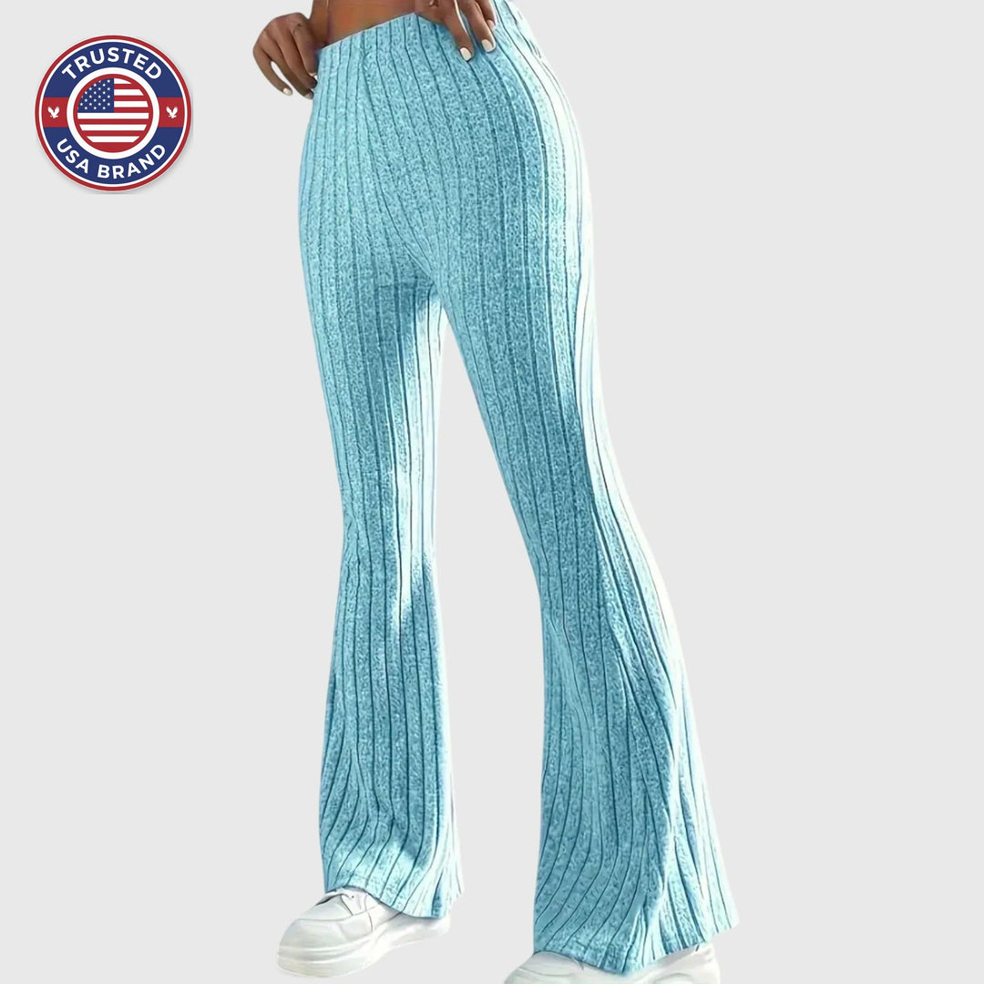 Women's ribbed winter pants with flared leg