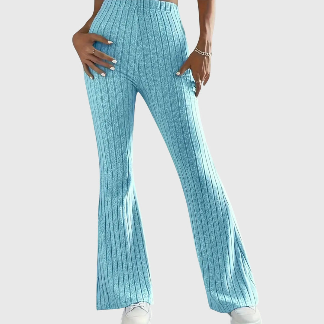 Women's ribbed winter pants with flared leg