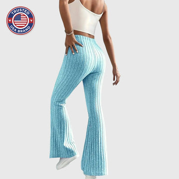 Women's ribbed winter pants with flared leg