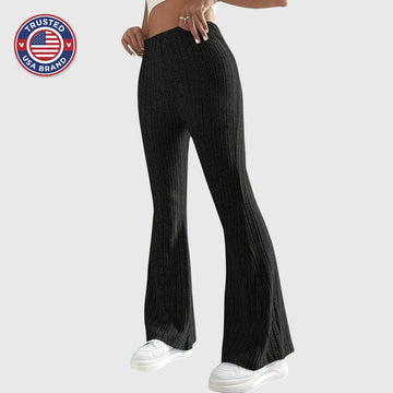 Women's ribbed winter pants with flared leg