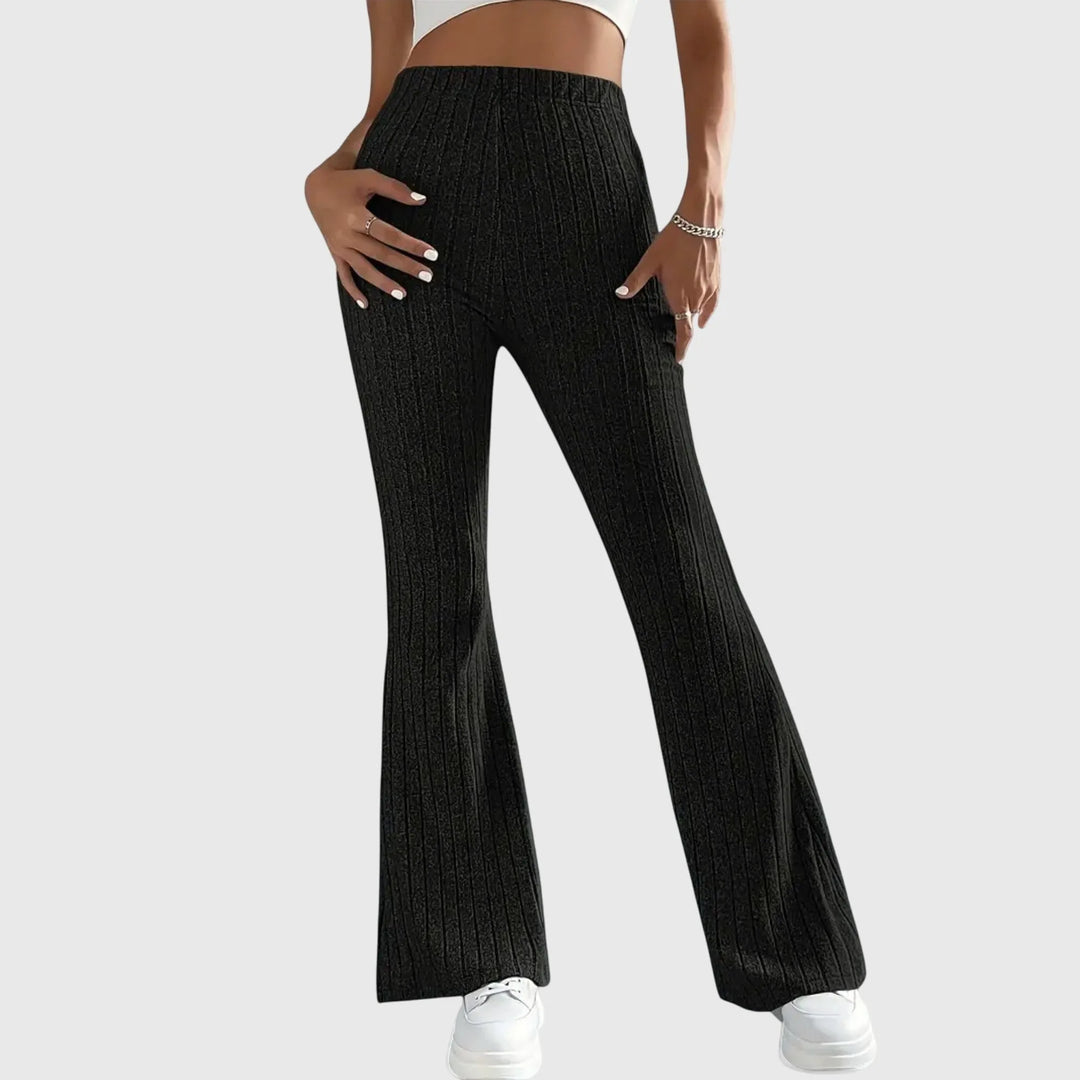 Women's ribbed winter pants with flared leg