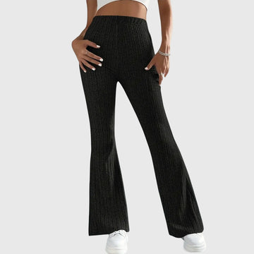 Women's ribbed winter pants with flared leg