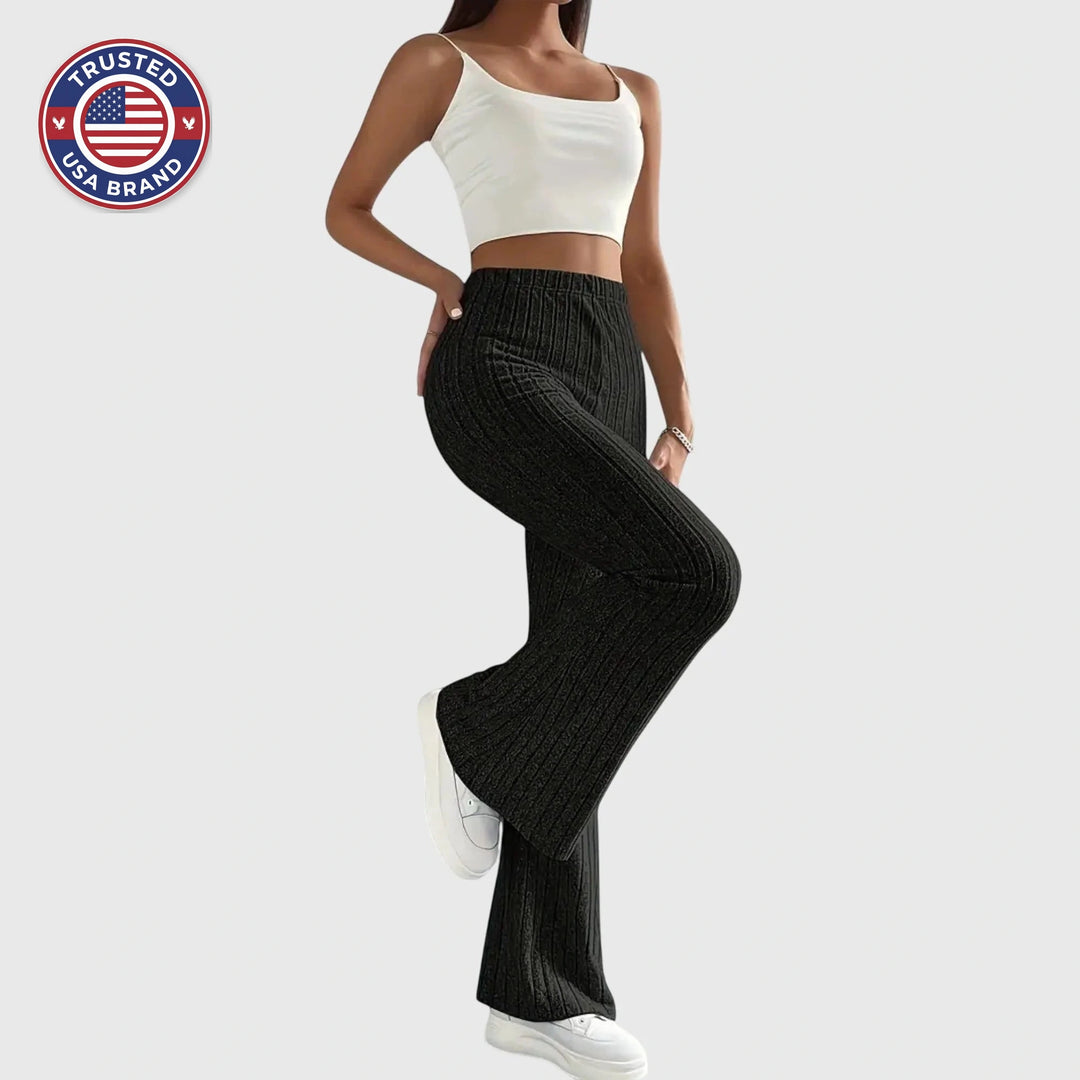 Women's ribbed winter pants with flared leg