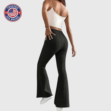 Women's ribbed winter pants with flared leg