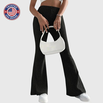 Women's ribbed winter pants with flared leg
