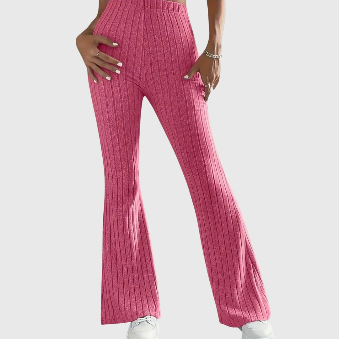 Women's ribbed winter pants with flared leg