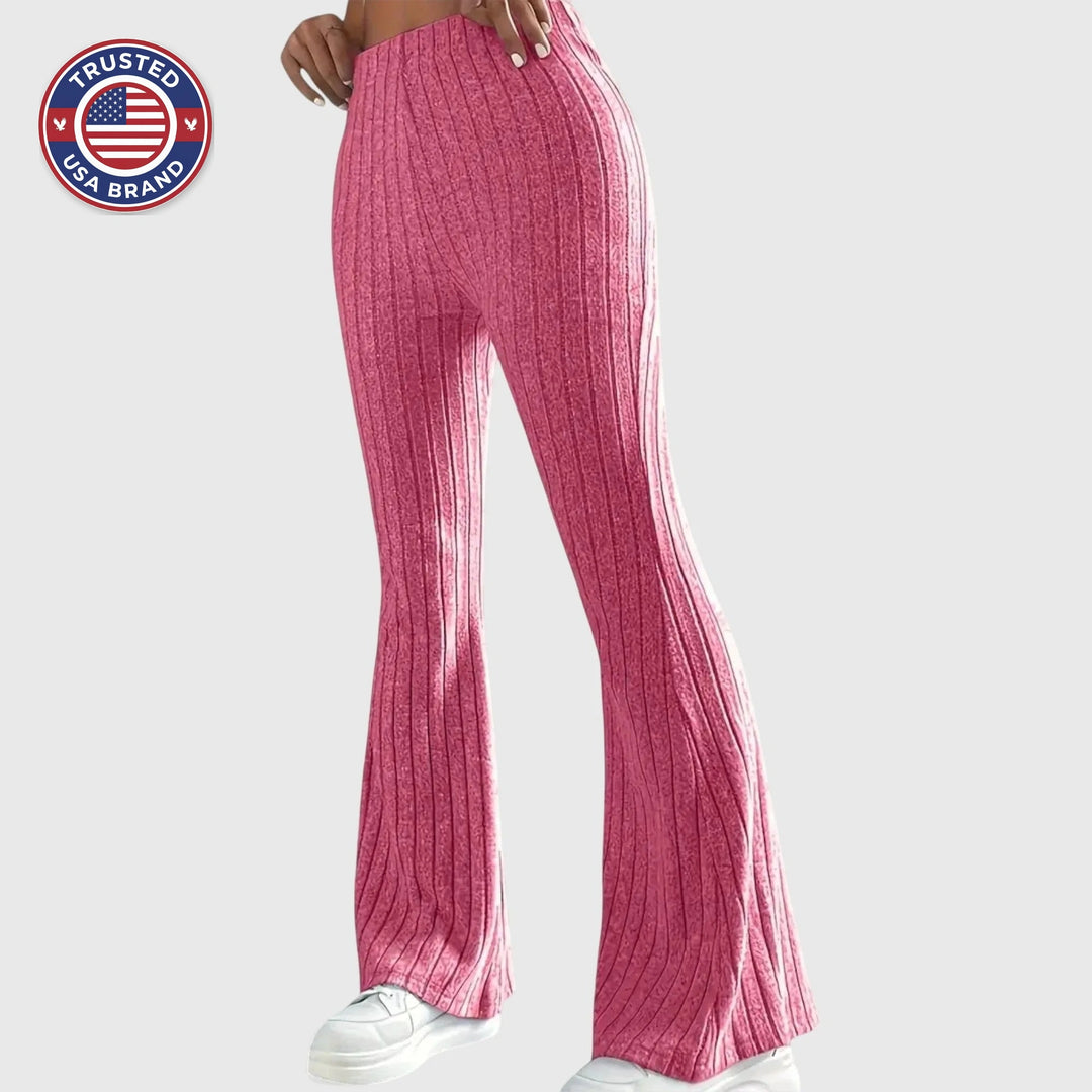 Women's ribbed winter pants with flared leg