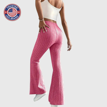 Women's ribbed winter pants with flared leg