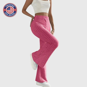 Women's ribbed winter pants with flared leg