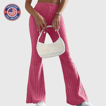Women's ribbed winter pants with flared leg