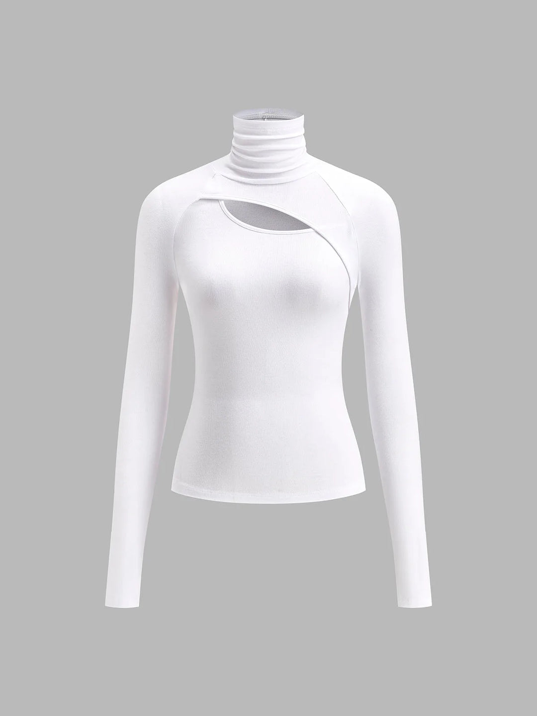 Women's ribbed roll neck winter top with cut-out chest