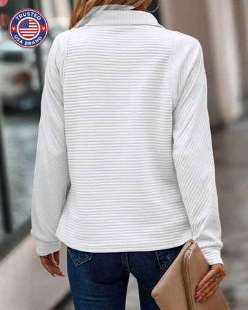 Women's ribbed stand collar winter half zip sweater