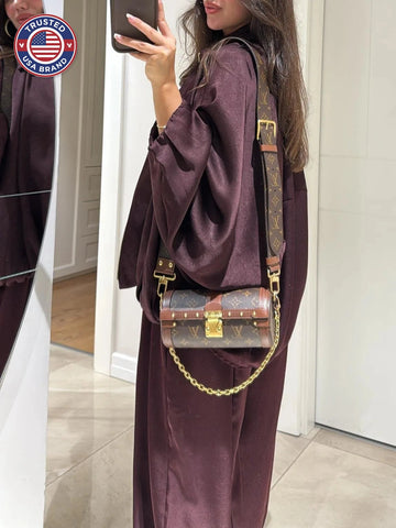 Women's satin zip-up stand collar winter two piece set with wide leg pants