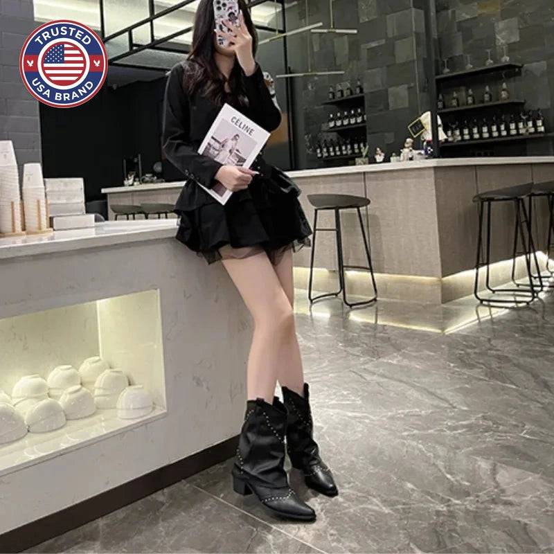 Women's studded faux leather side zip ankle winter boots