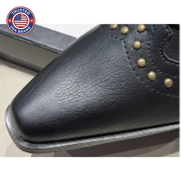 Women's studded faux leather side zip ankle winter boots