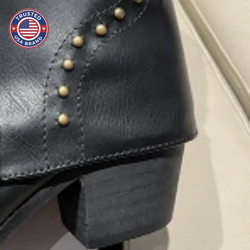 Women's studded faux leather side zip ankle winter boots