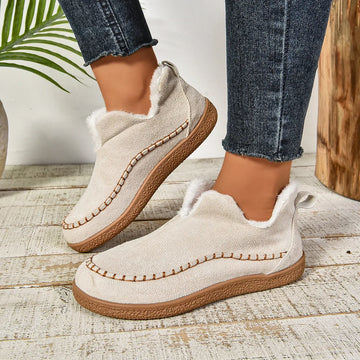 Women's suede ankle winter boots with faux fur lining