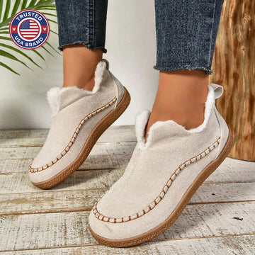 Women's suede ankle winter boots with faux fur lining