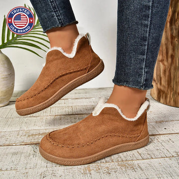Women's suede ankle winter boots with faux fur lining