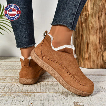 Women's suede ankle winter boots with faux fur lining