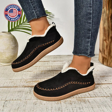 Women's suede ankle winter boots with faux fur lining