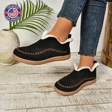 Women's suede ankle winter boots with faux fur lining