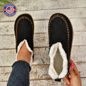 Women's suede ankle winter boots with faux fur lining