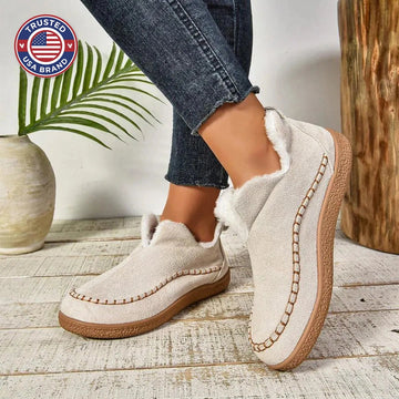 Women's suede ankle winter boots with faux fur lining