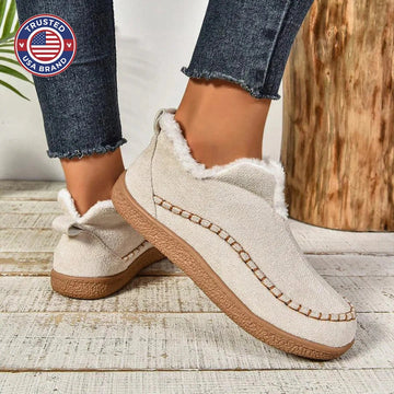 Women's suede ankle winter boots with faux fur lining