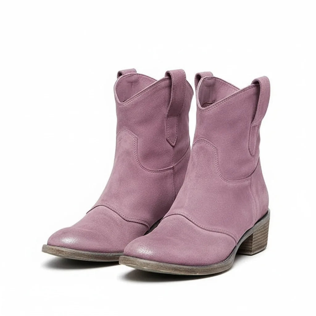 Women's suede ankle western winter boots