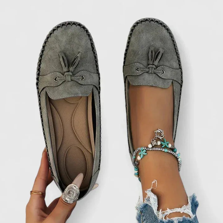 Women's Suede Bow Winter Loafers Slip-On Moccasin Flat Shoes