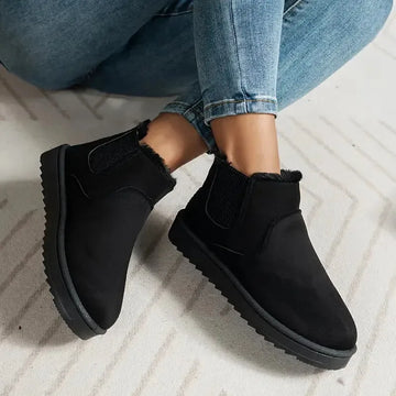 Women's suede winter chelsea boots with faux fur lining