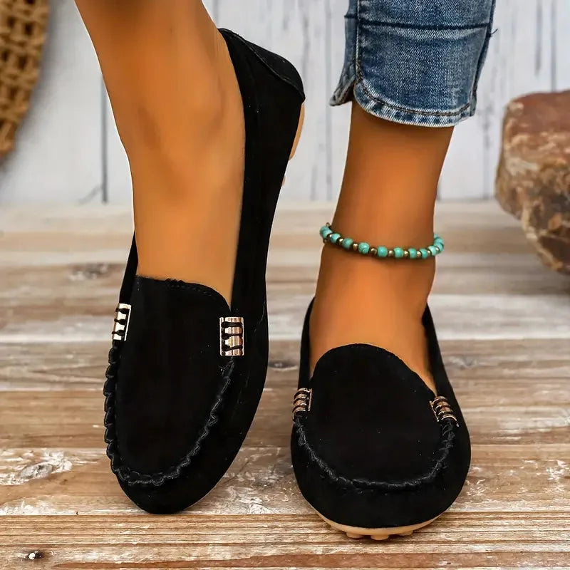 Women's Suede Slip On Winter Loafers Flat Casual Shoes
