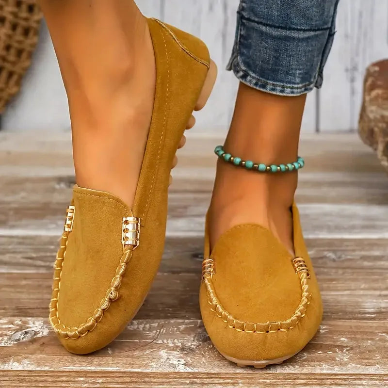 Women's Suede Slip On Winter Loafers Flat Casual Shoes