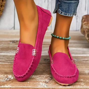Women's Suede Slip On Winter Loafers Flat Casual Shoes