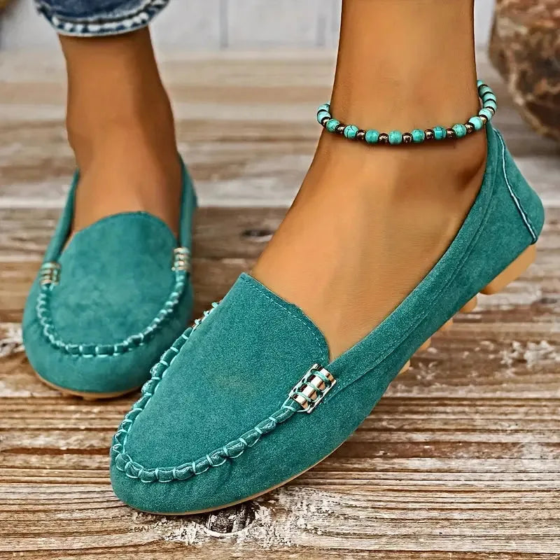 Women's Suede Slip On Winter Loafers Flat Casual Shoes
