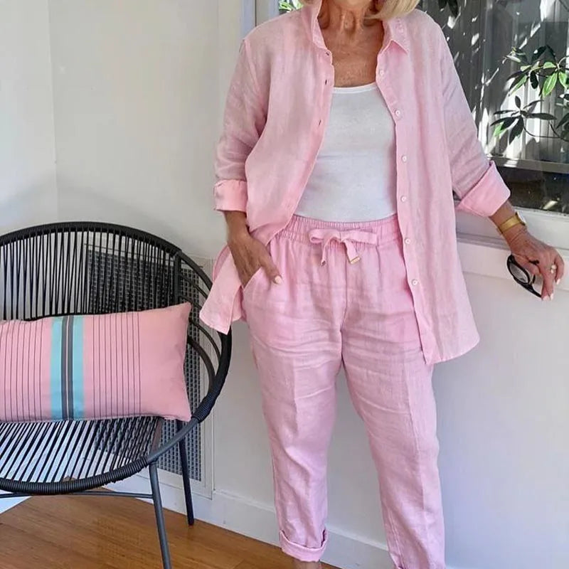 Women's Winter Two Piece Set Shirt Jacket Drawstring Pants