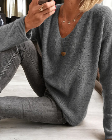 Women's V Neck Long Sleeve Winter Sweater