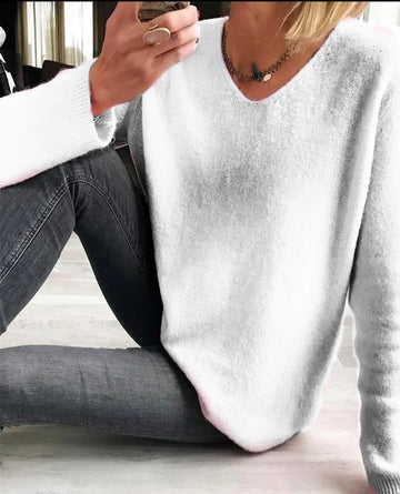 Women's V Neck Long Sleeve Winter Sweater