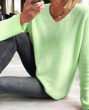 Women's V Neck Long Sleeve Winter Sweater