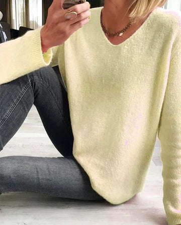 Women's V Neck Long Sleeve Winter Sweater