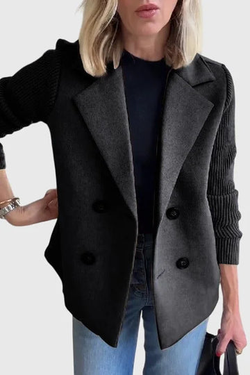 Women's wool double-breasted notch lapel winter blazer - Pink