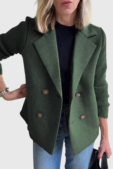 Women's wool double-breasted notch lapel winter blazer - Pink